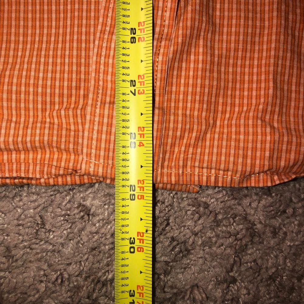 IZOD Button Down Up Mens Size XL Checkered Orange Dress Work Shirt - Picture 8 of 13